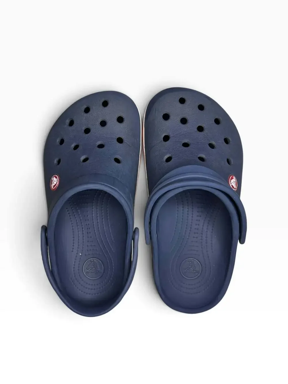 Crocs Kids Crocband Clog Navy Blue with Red and White Stripe Size J3
